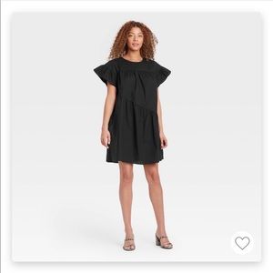NWT! Ruffle Short Sleeve Black Mini Dress XL